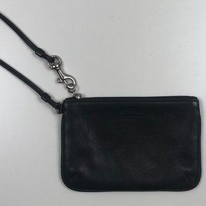 Coach black leather wristlet